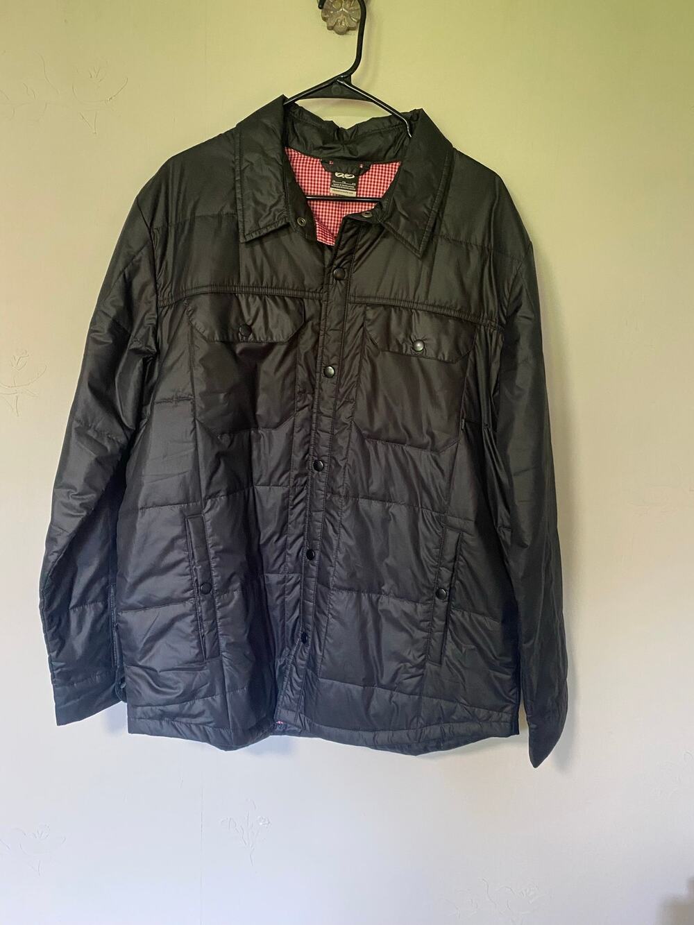 Nike 6.0 Skateboard Black Quilted Jacket w/Gingham Lining RARE XL Snap Closure